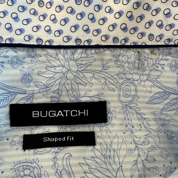 Bugatchi Shaped Fit Mixed Print Flip Cuff Shirt XL - Picture 7 of 9
